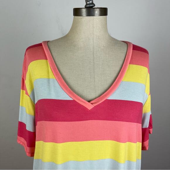Wildfox Vibrant Stripe V Neck Tee - Picture 4 of 9